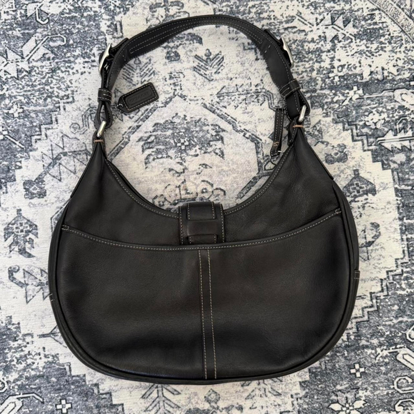 VTG Y2K Coach Hamptons 7548 Black Leather Silver Buckle Hobo Bag - Picture 4 of 12